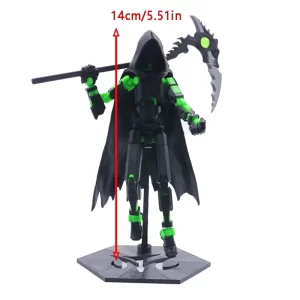 T13 Action Figure Set Dummy 13 Death Skeleton Movable Robot,Death Action Figure With Cape Lucky 13 Collectible Action Figure Art 6